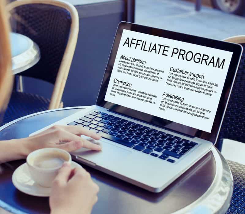 person on laptop researching the Best Affiliate Programs for Travel Bloggers 